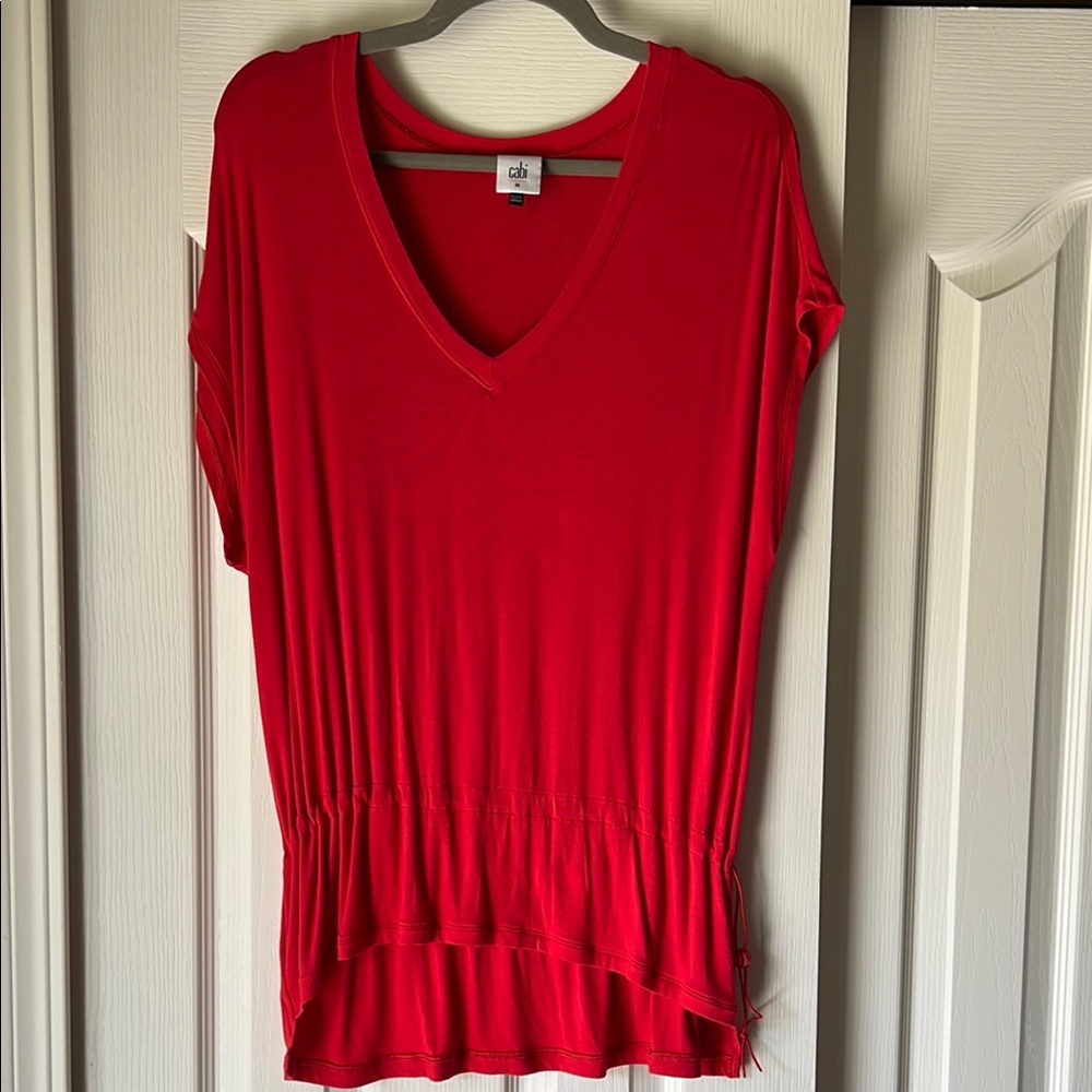 CAbi Red Dolman Sleeve Blouse with Relaxed Fit